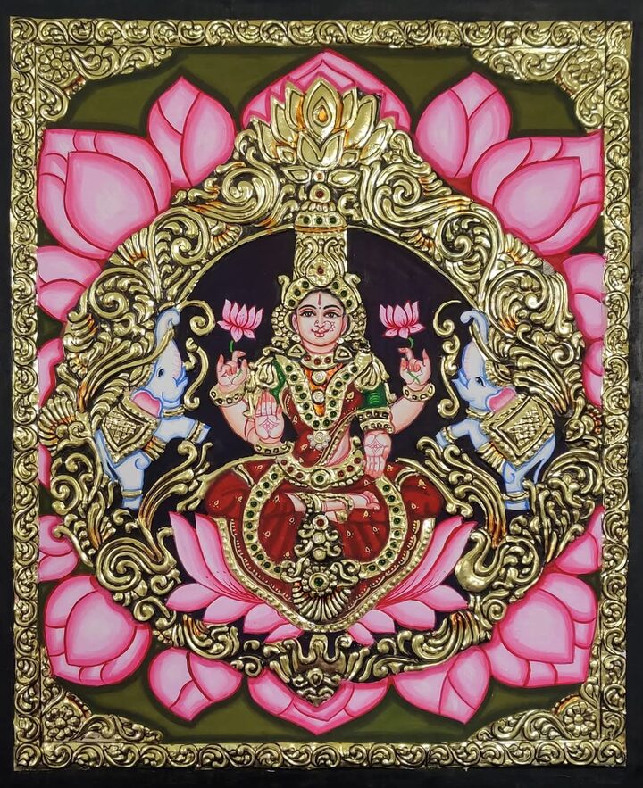 Gajalakshmi with Lotus Frame
